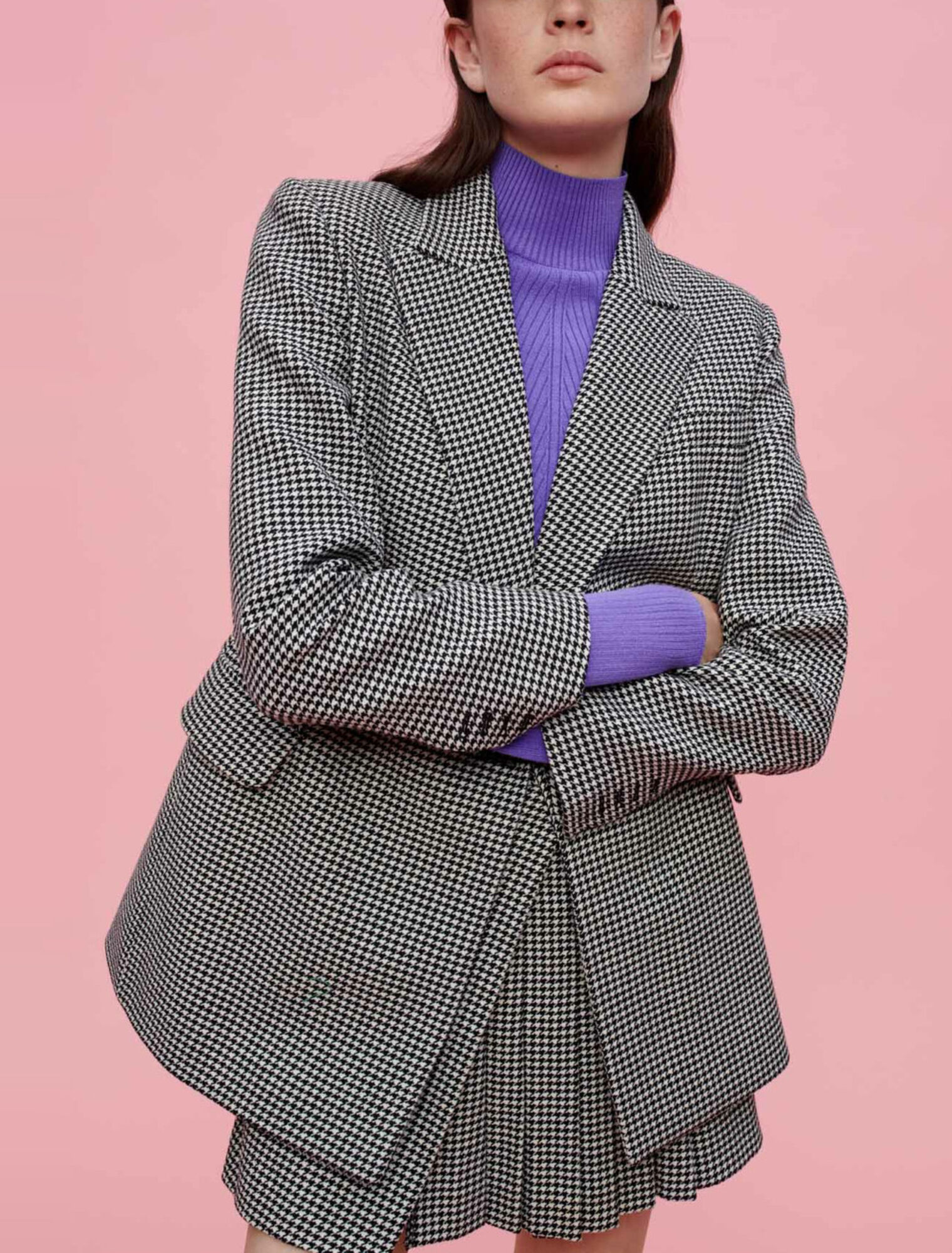 Veste droite en pieds de poule