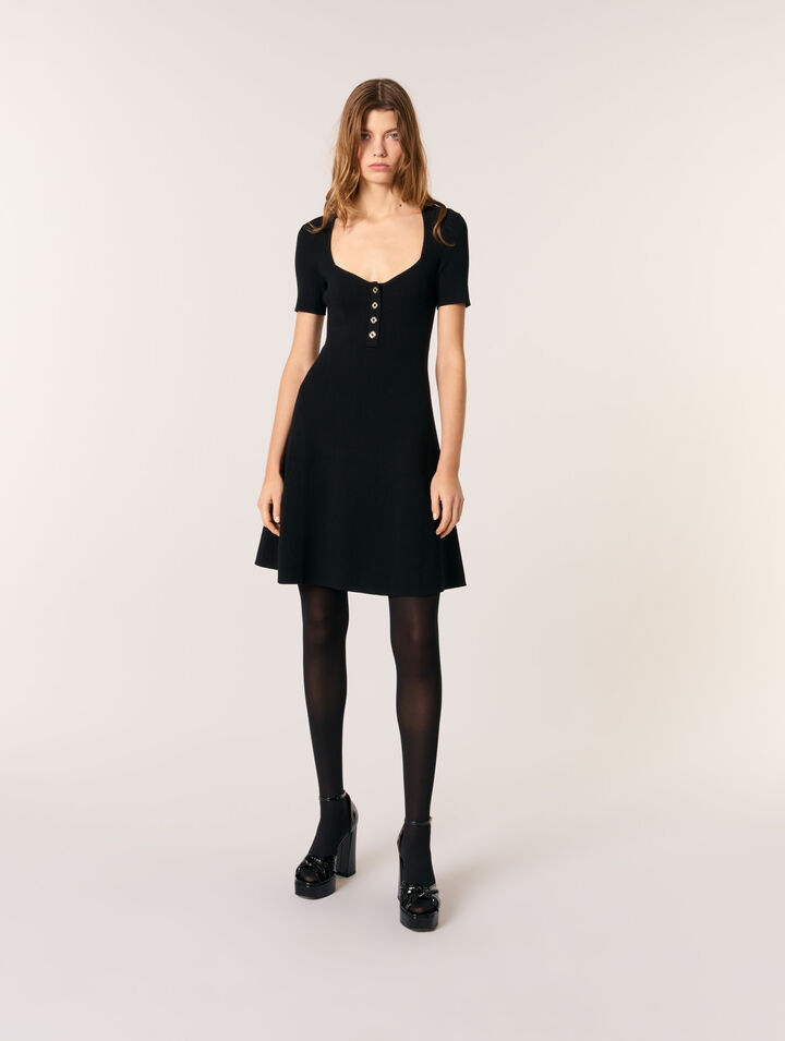 Robe courte en maille côtelée