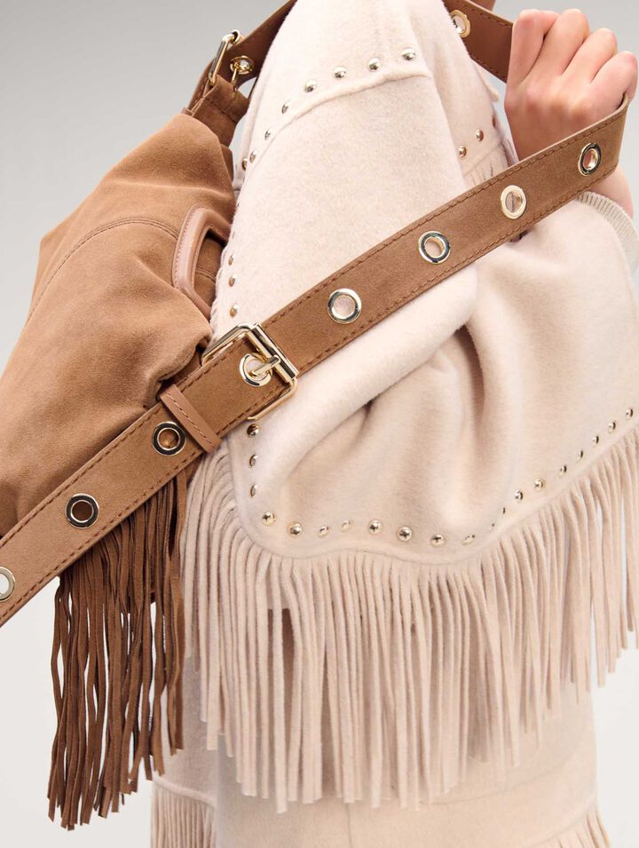 Manteau en double face à franges