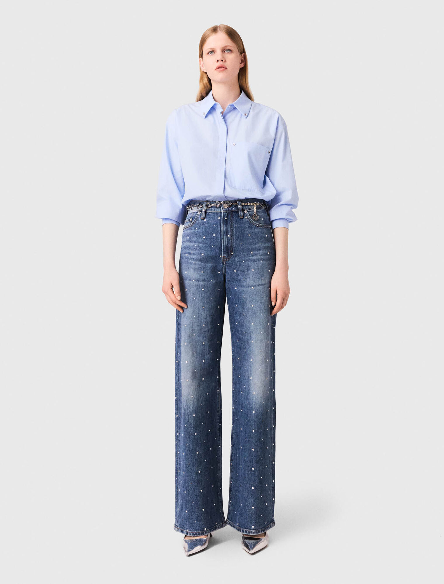 Jean large en denim avec clous
