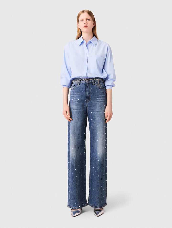 Jean large en denim avec clous
