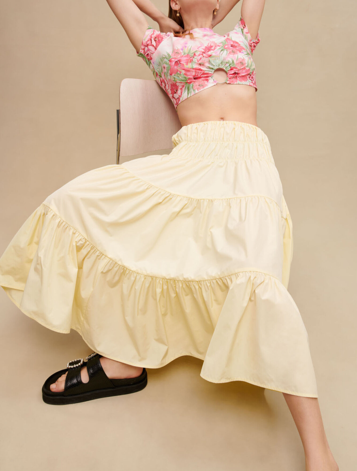 Jupe longue à fronces