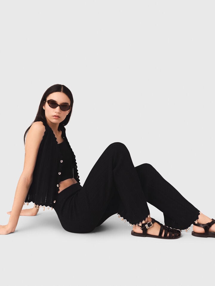 Pantalon en maille avec bijoux