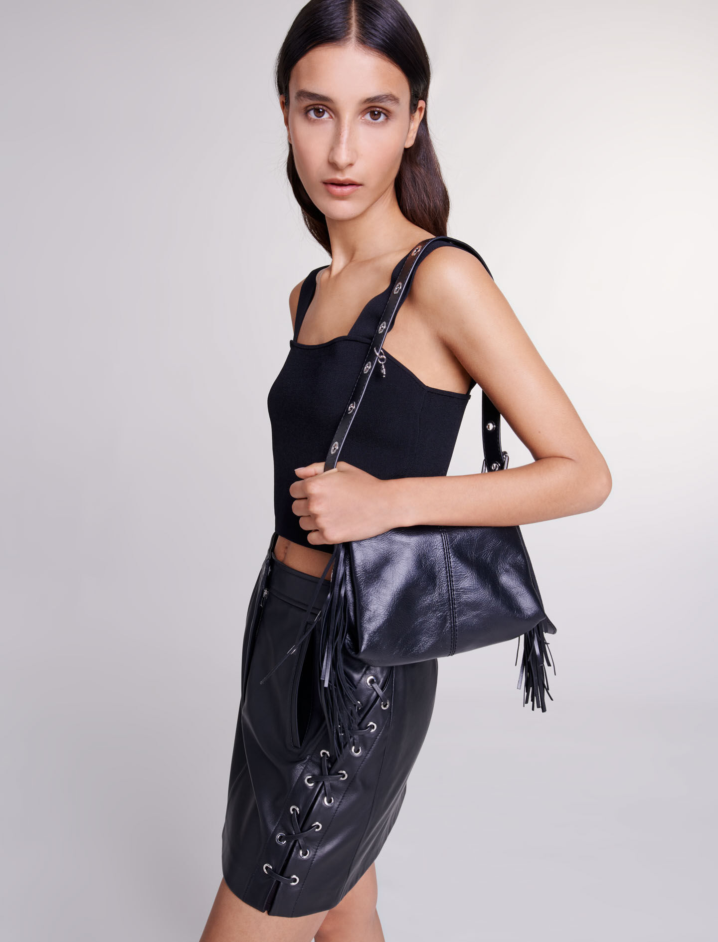 Jupe courte en cuir Jupes courtes Maje