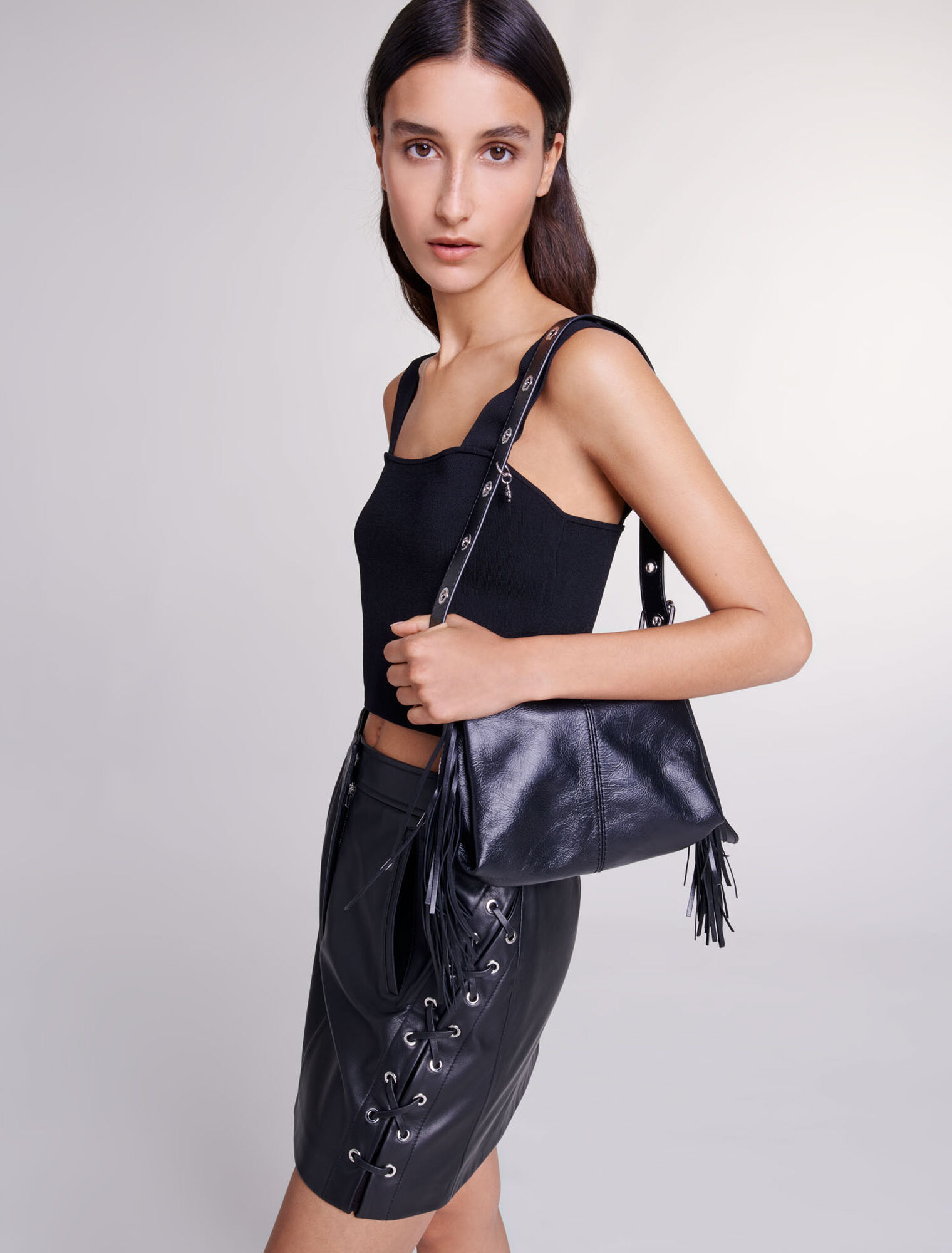 Jupe courte en cuir