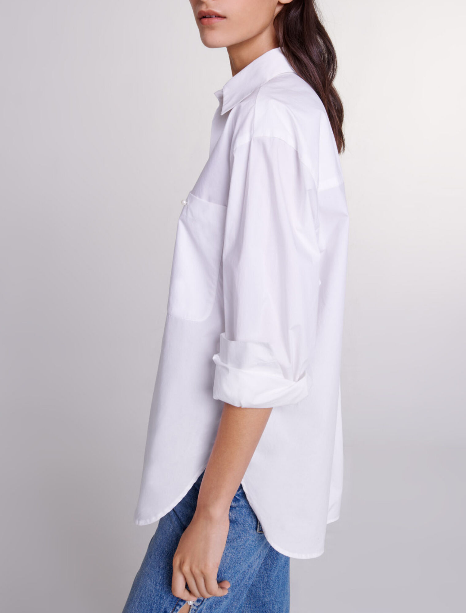 Chemise en popeline de coton blanche