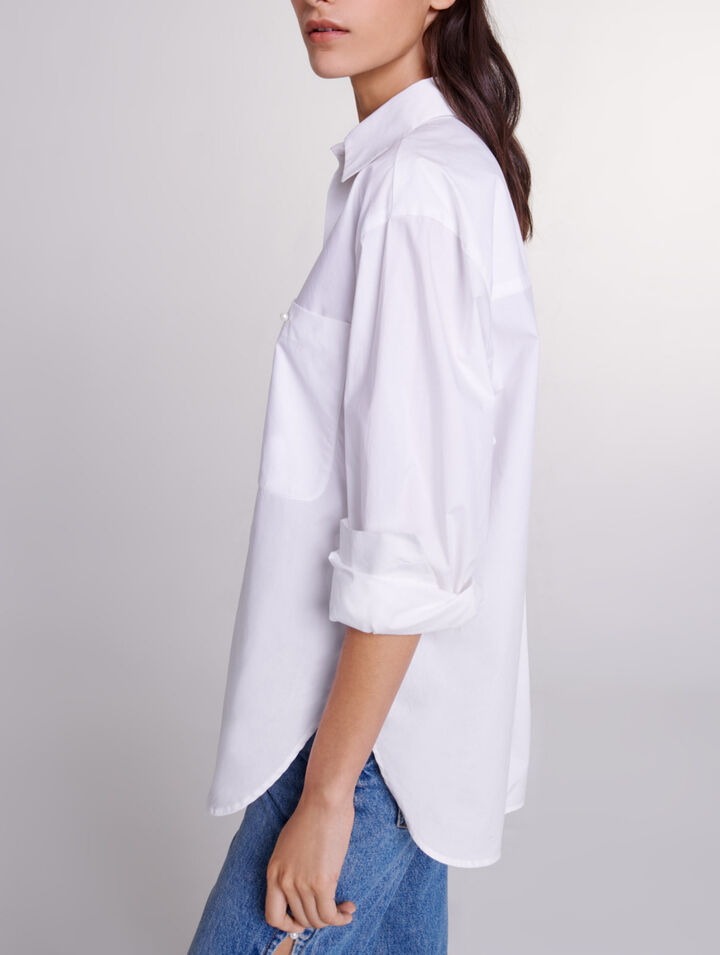 Chemise en popeline de coton blanche