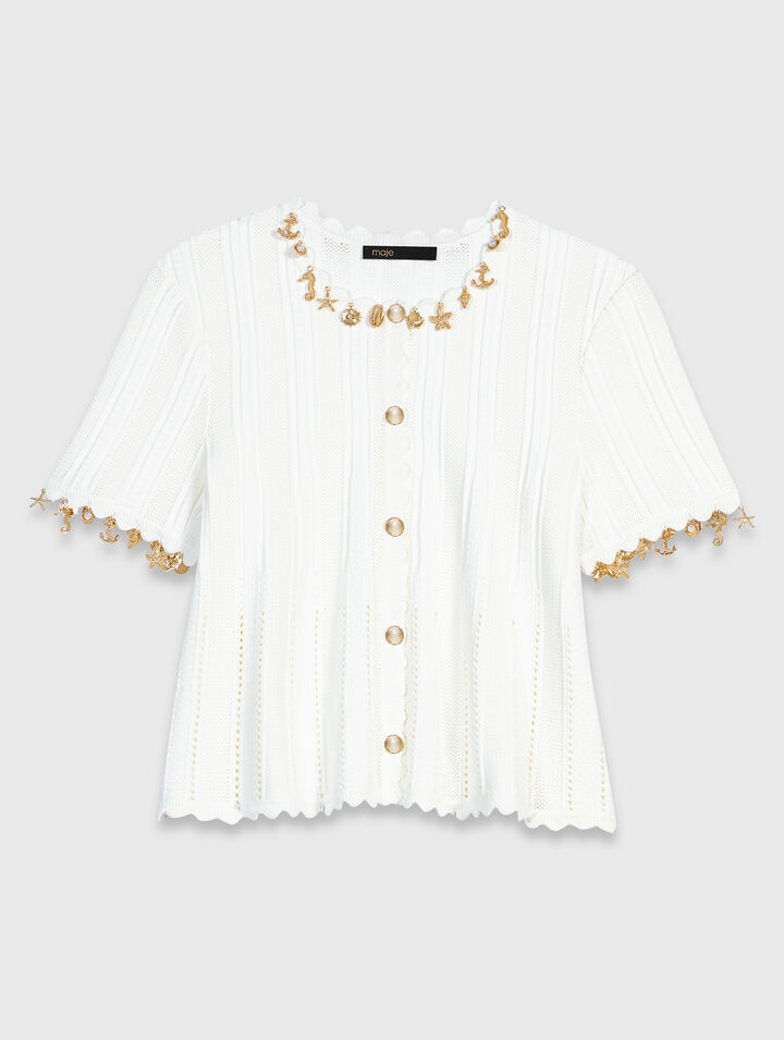 Cardigan avec bijoux dor&eacute;s