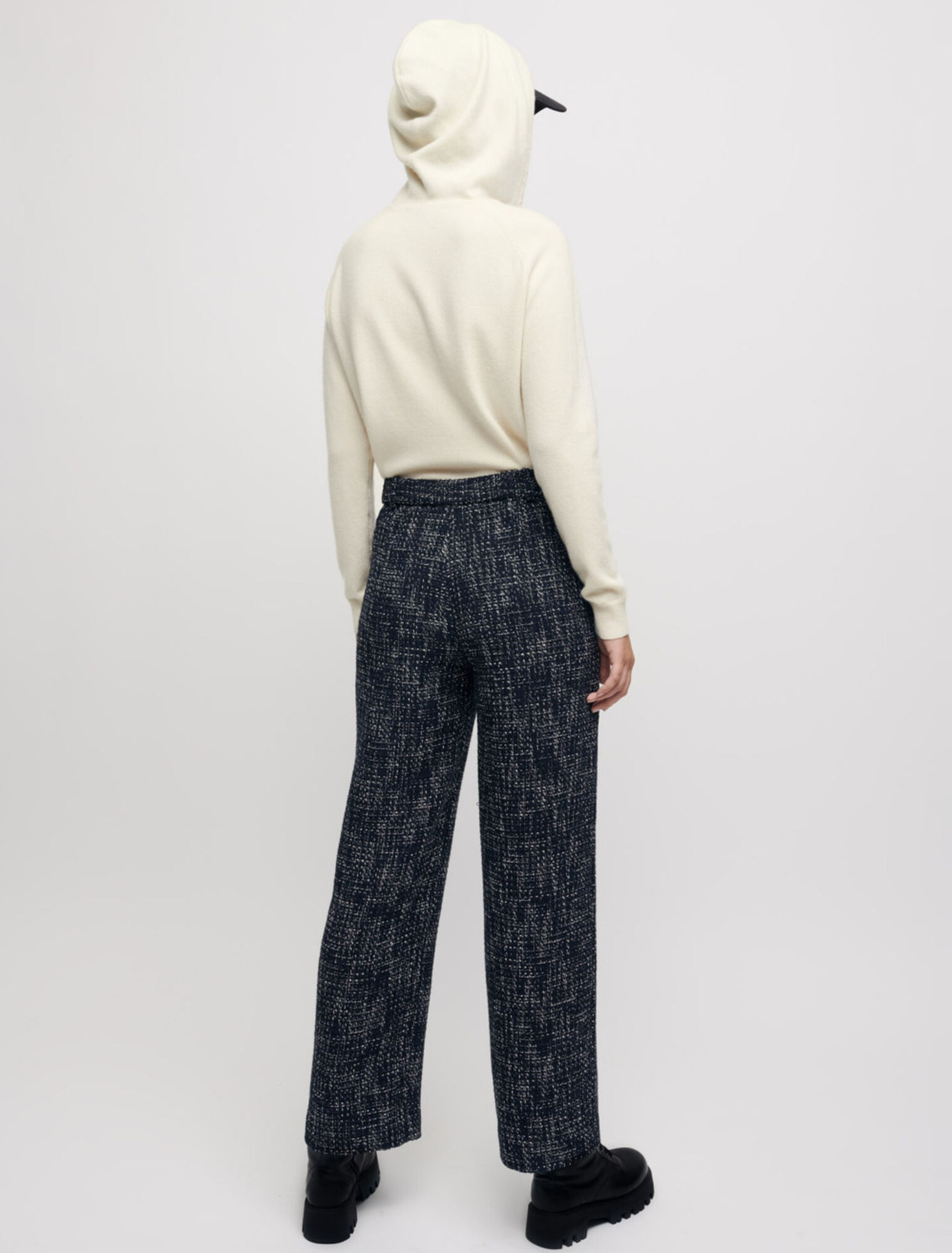 Pantalon large façon tweed