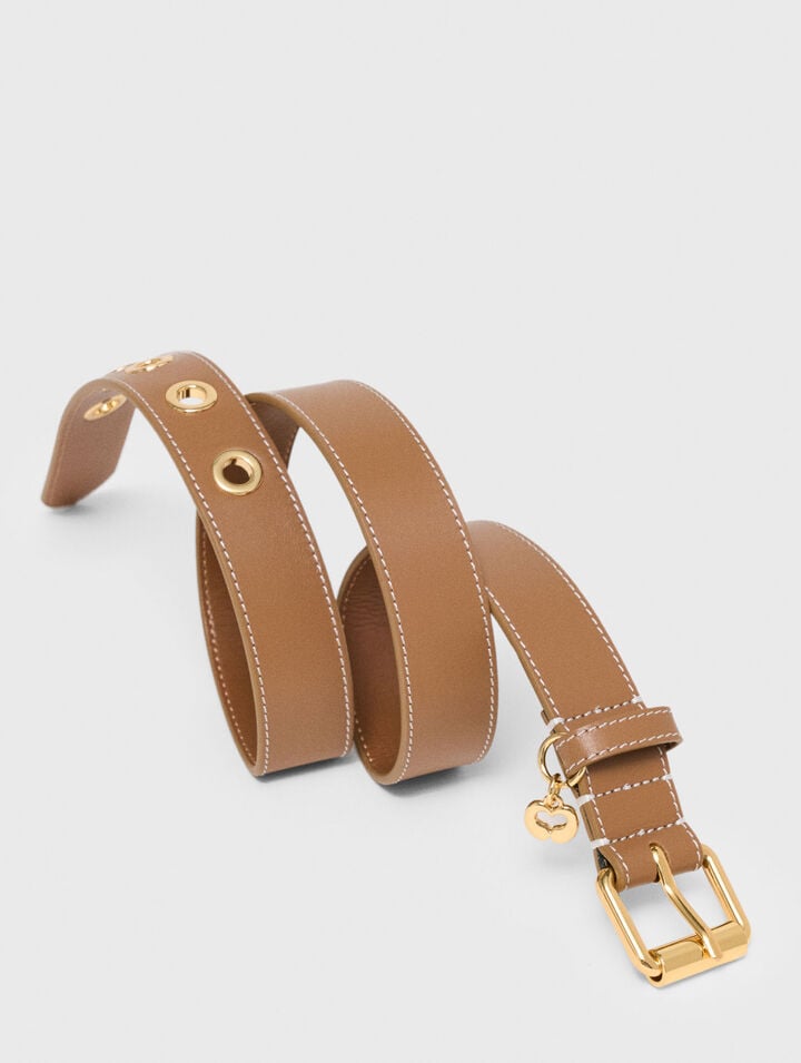 Ceinture en cuir &agrave; &oelig;illets