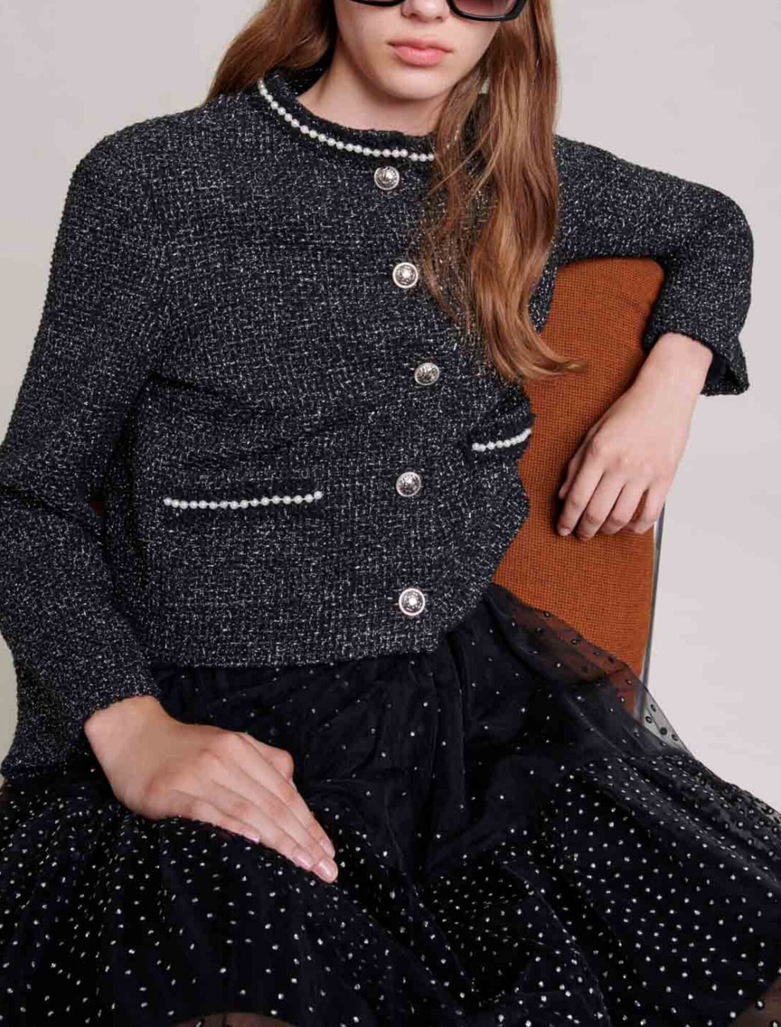 Veste courte perles
