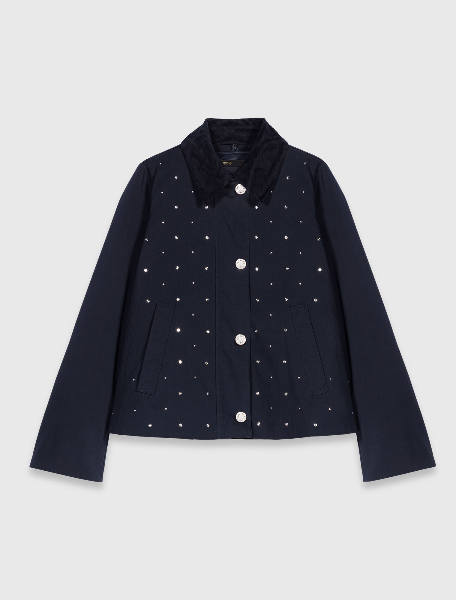 Veste courte col velours et clous