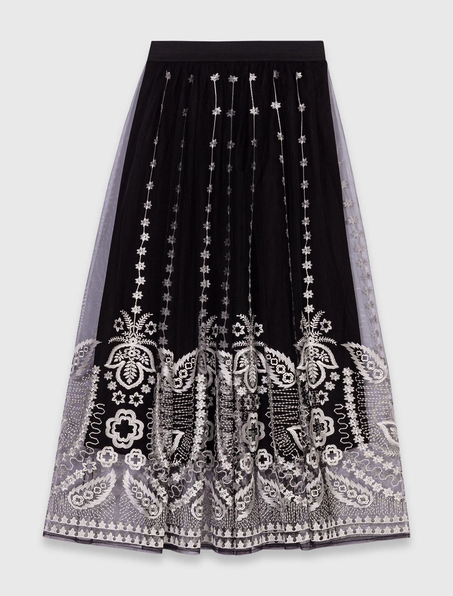 Jupe longue en tulle brodé