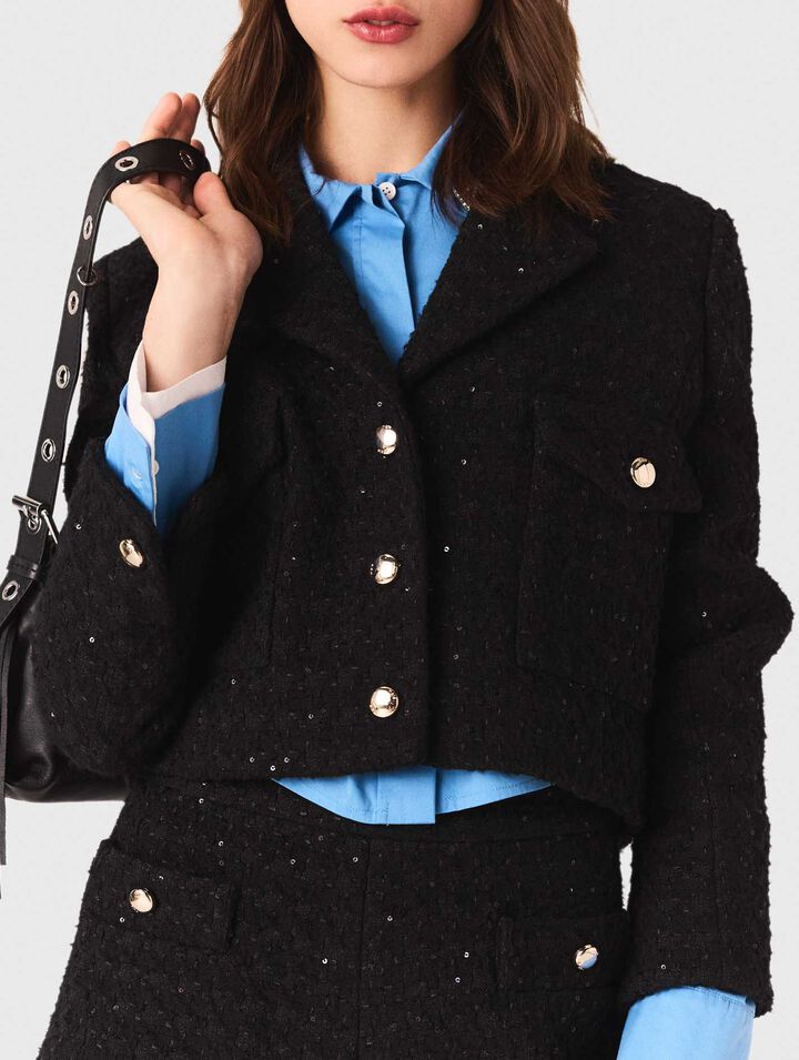 Veste courte en tweed strassé 