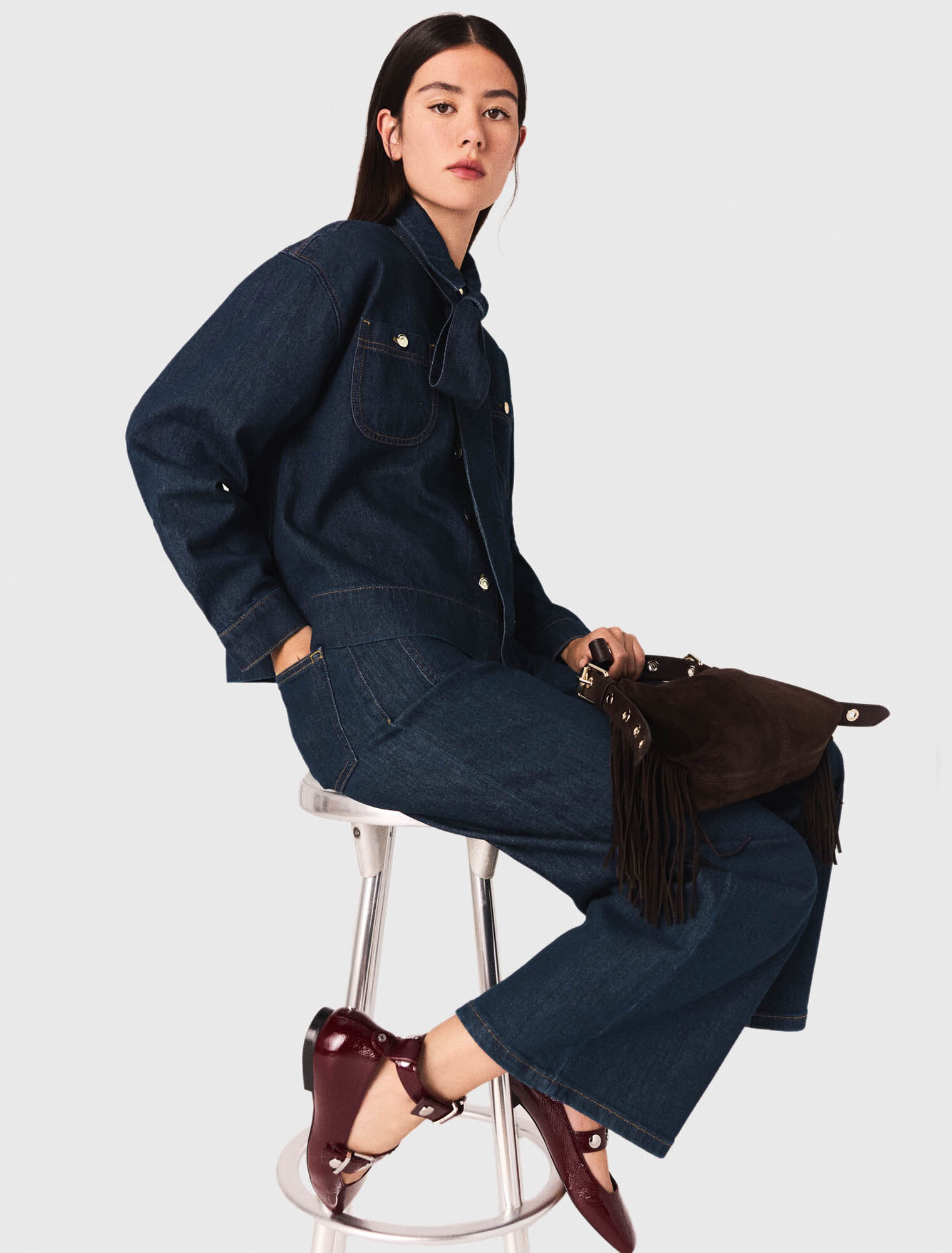 Chemise en denim avec Lavallière