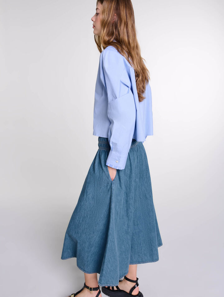 Jupe smockée en jean