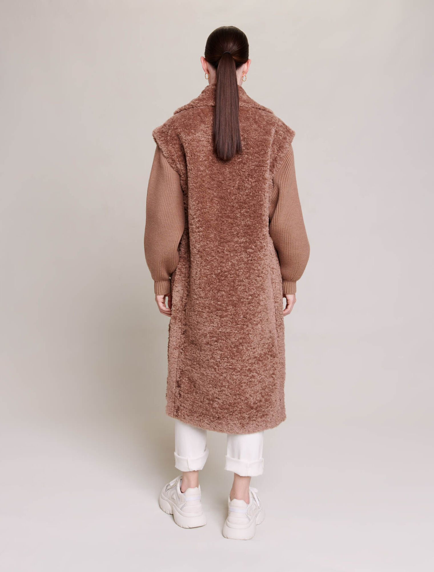 Manteau long fausse fourrure