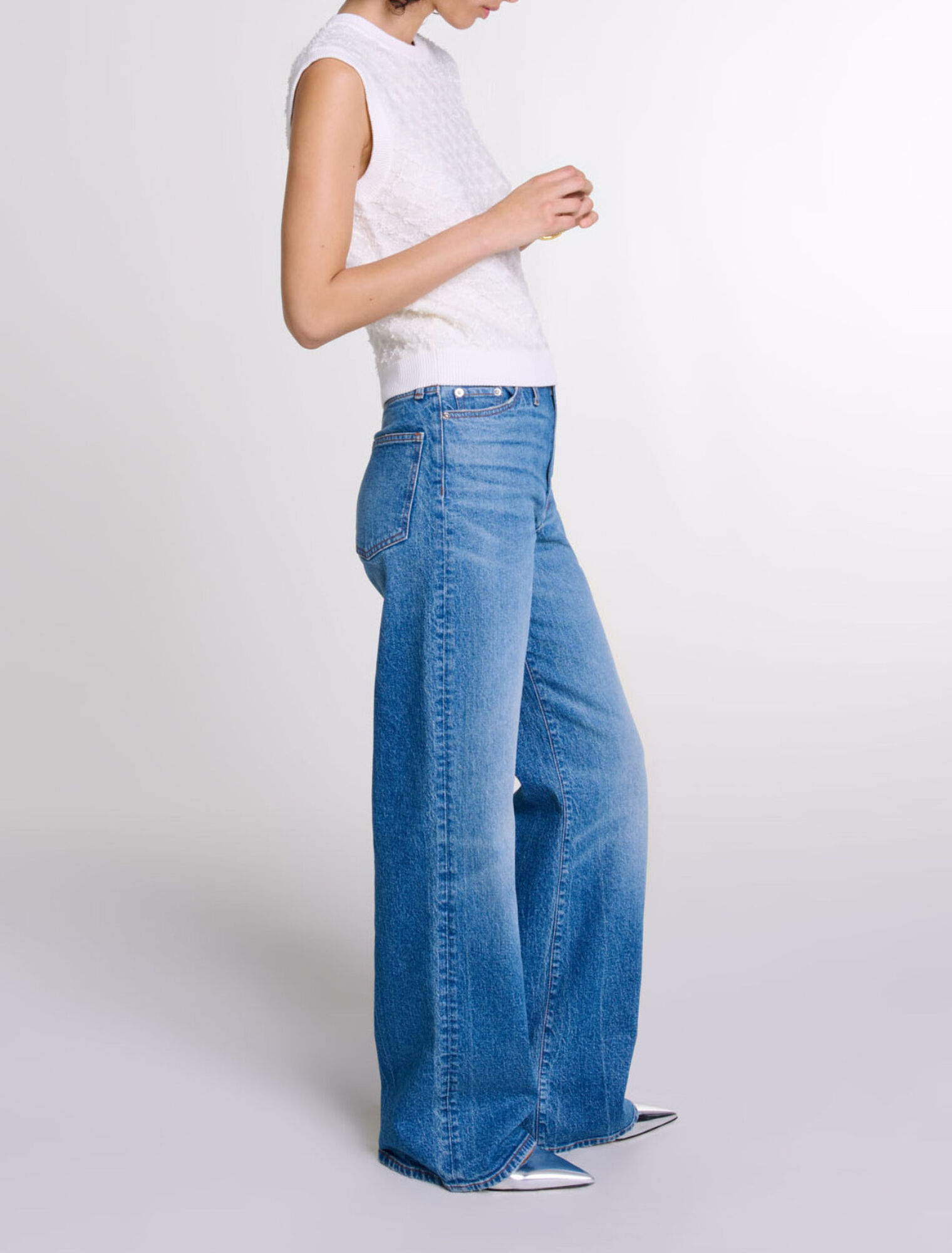 Pull sans manches en maille