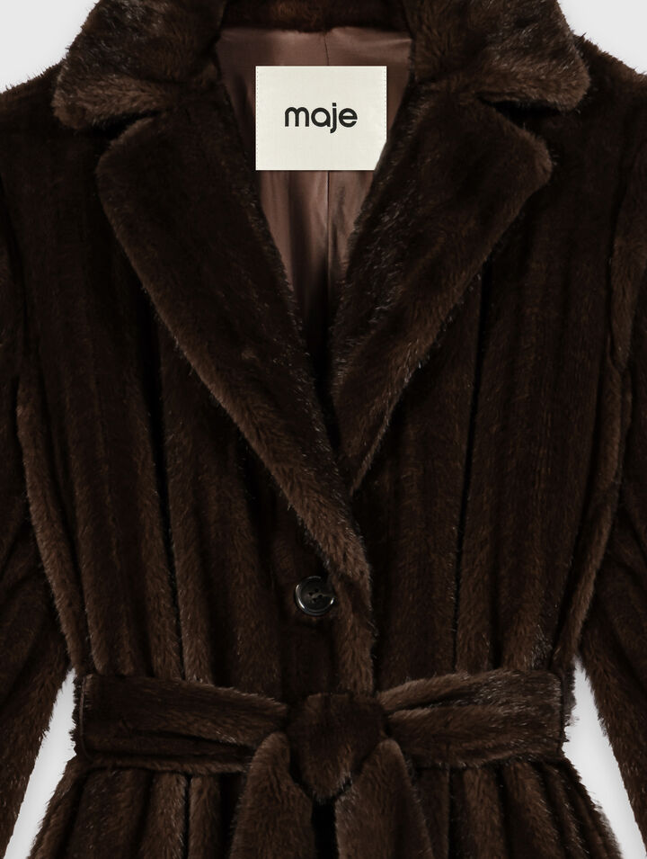 Manteau long en fausse fourrure