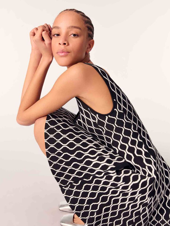 Robe courte en maille à motif