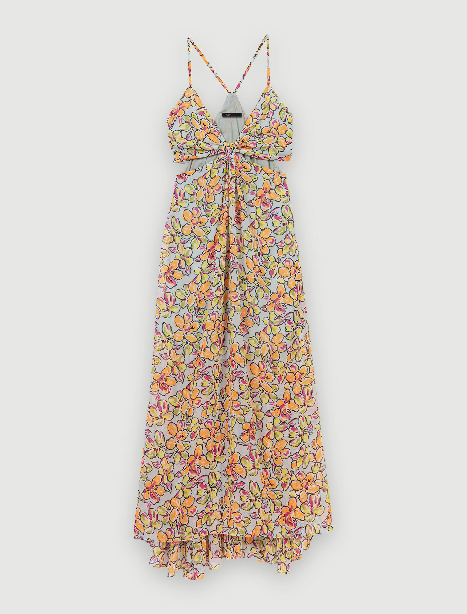 Robe longue fleurie à découpes