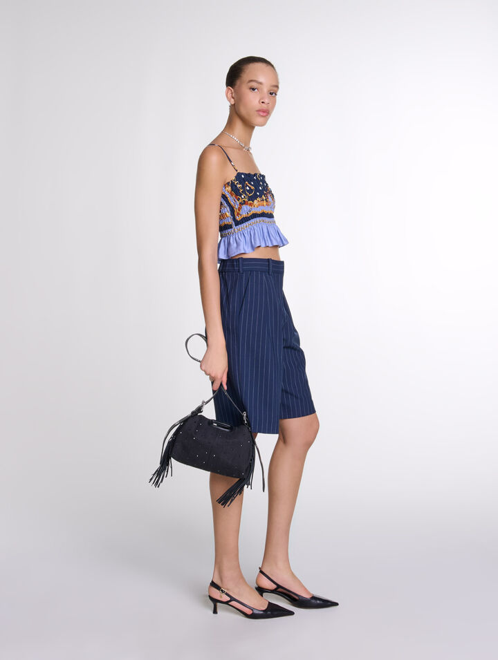 Crop top smocké imprimé