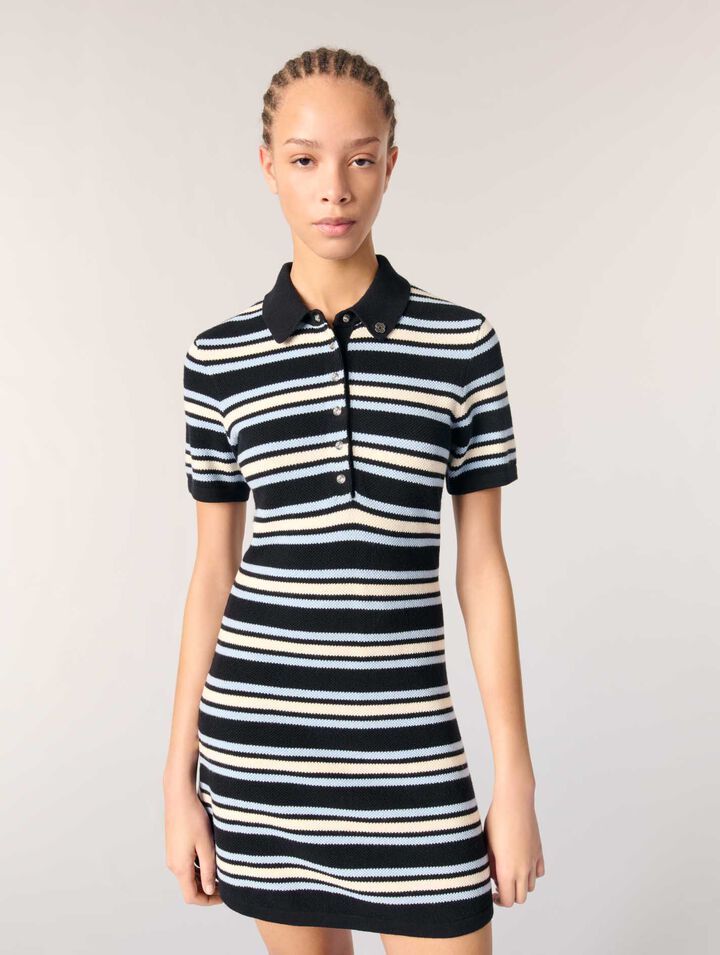 Robe polo en maille à rayures