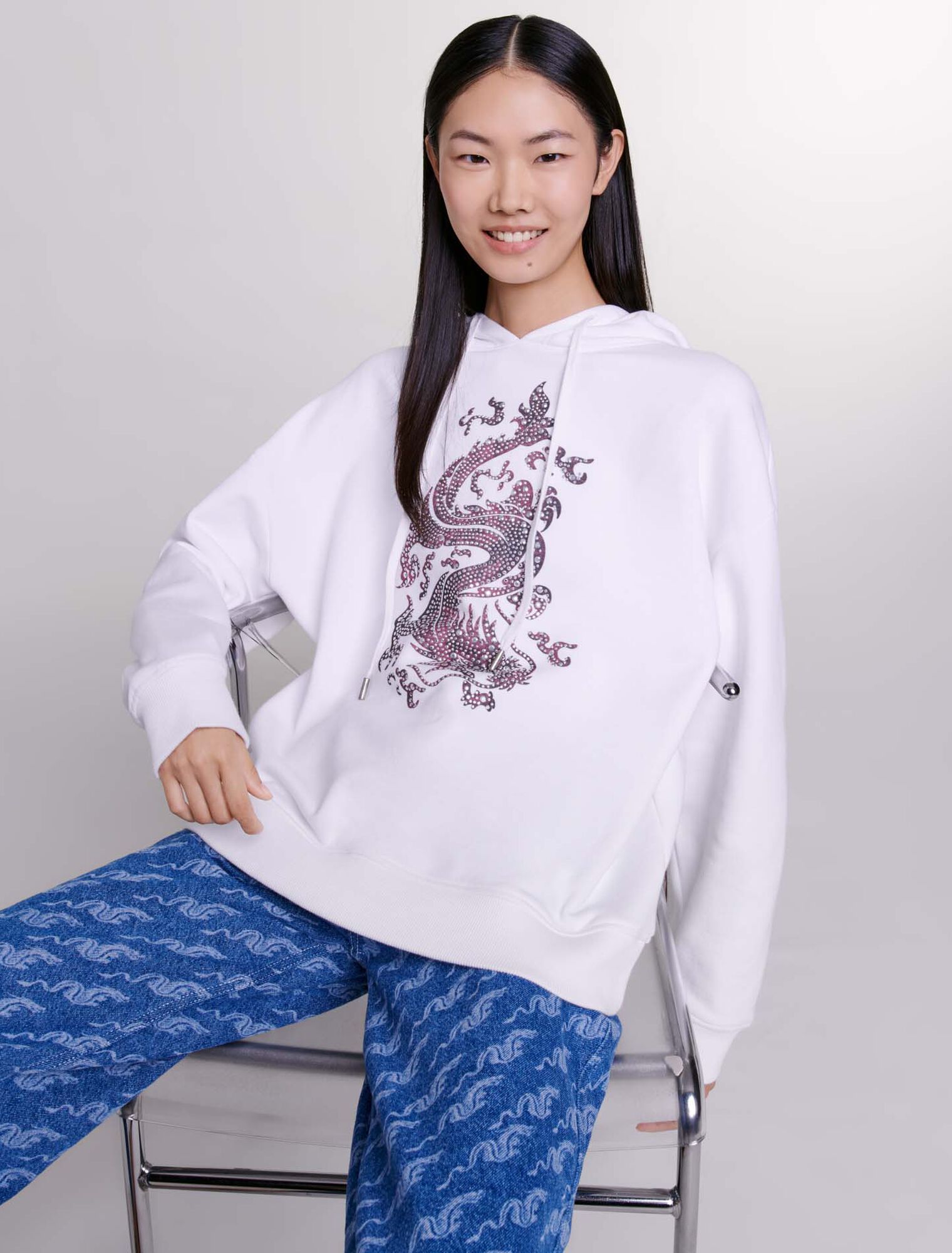 Sweatshirt oversize à strass