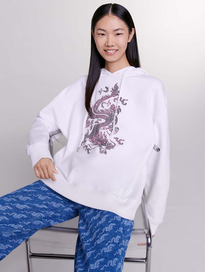 Sweatshirt oversize à strass
