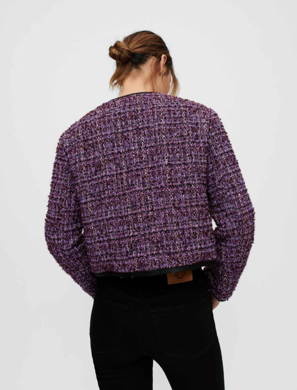 Veste en tweed violet matelassee
