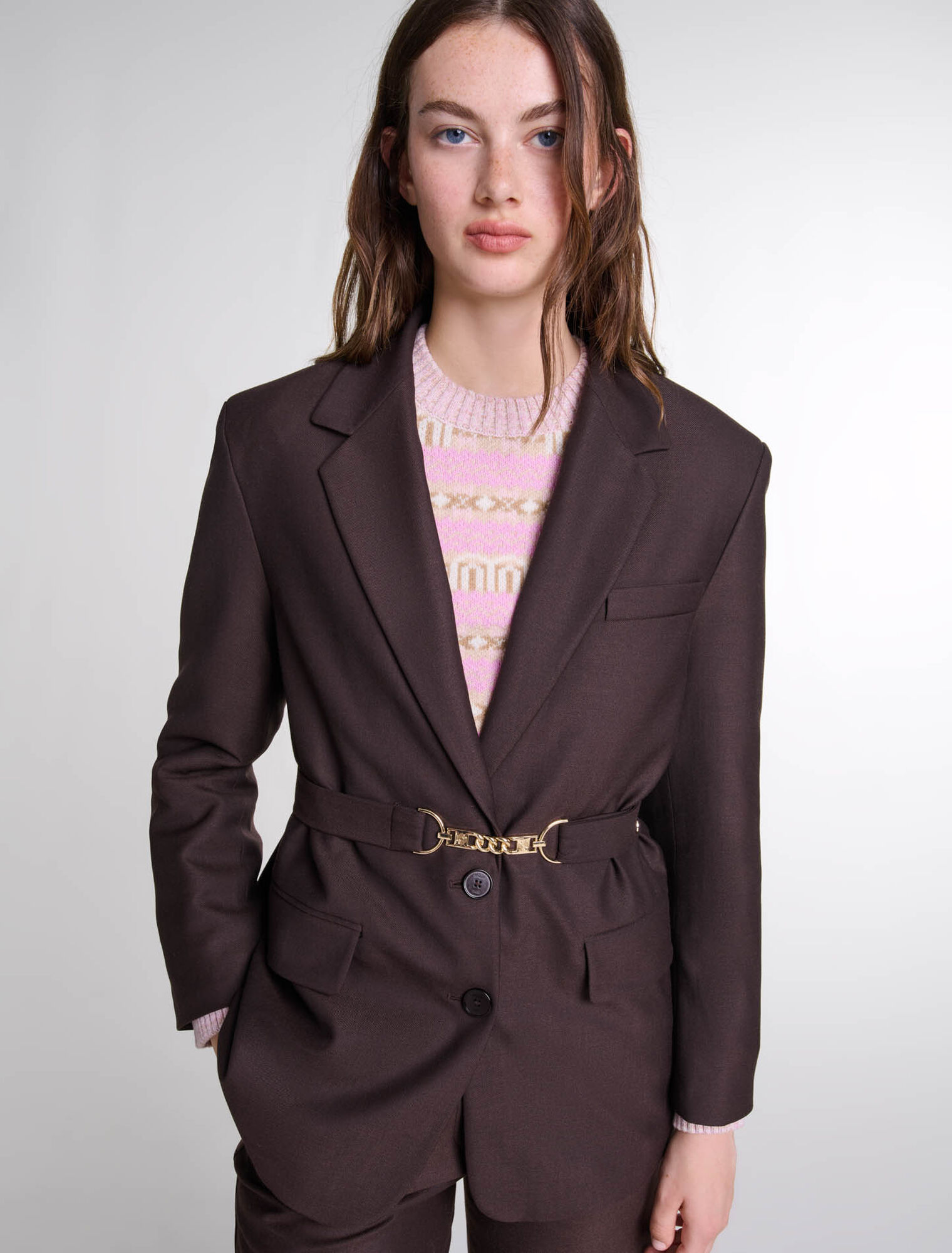 Veste de tailleur à ceinture