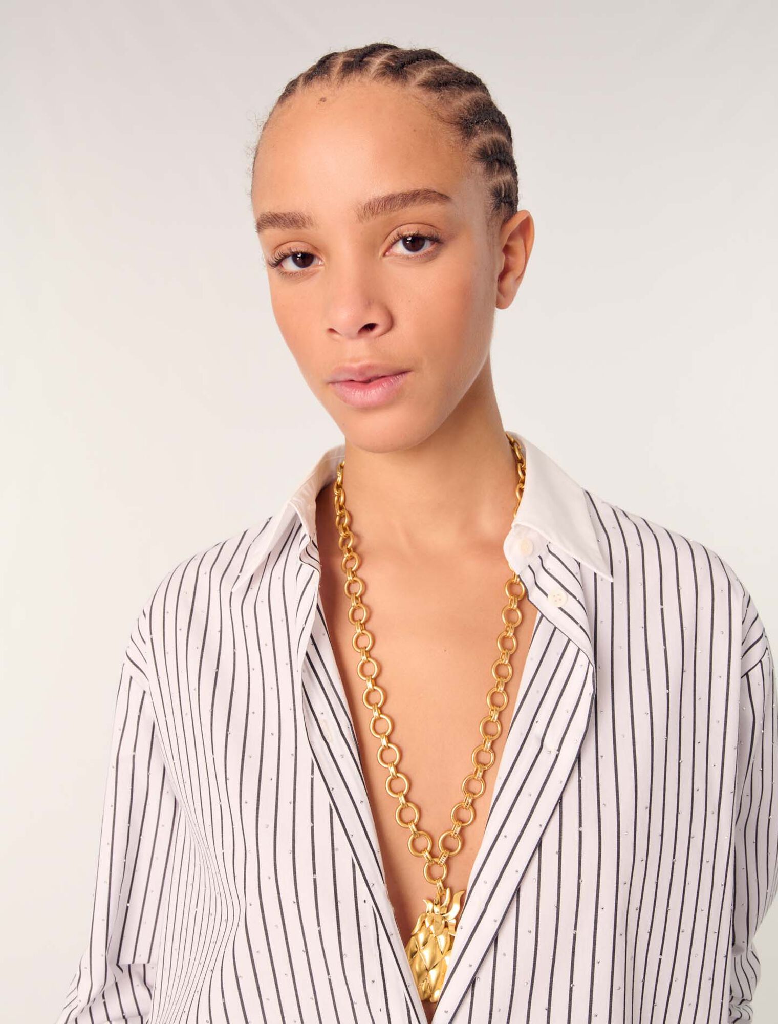 Chemise strassée à rayures