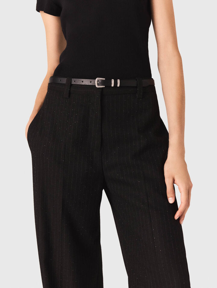 Pantalon tailleur à strass