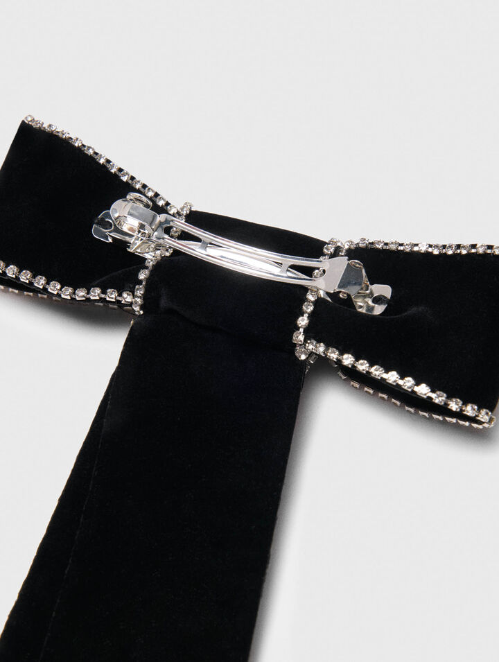 Barette nœud en velours à strass