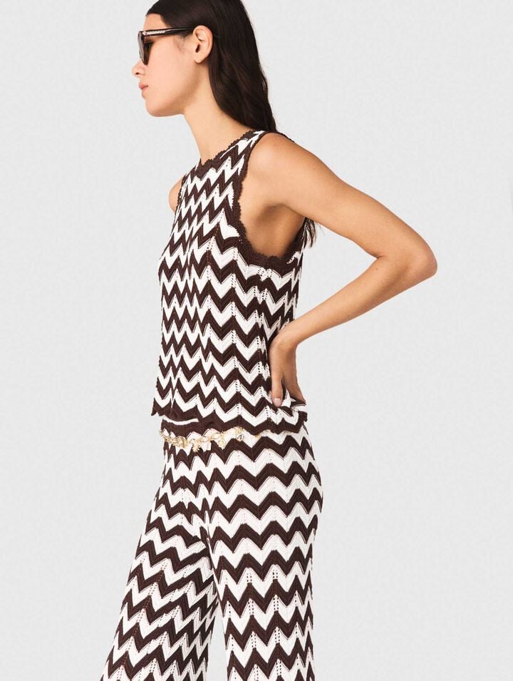 Top en crochet &agrave; motif zigzag