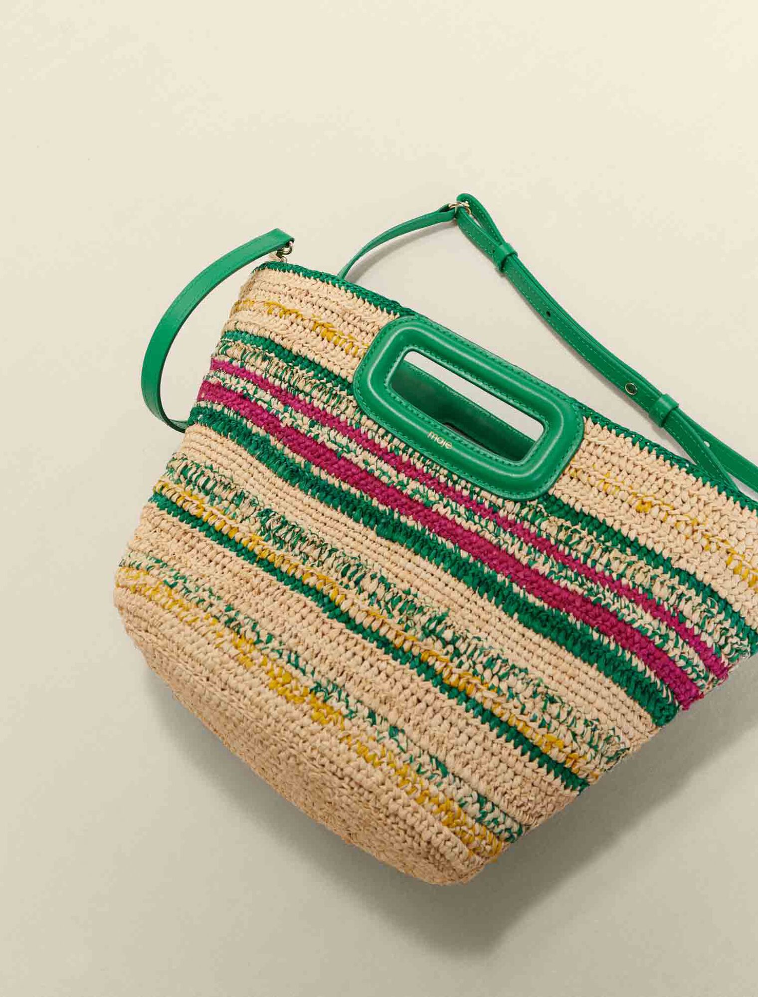 Mini panier rayé en raphia