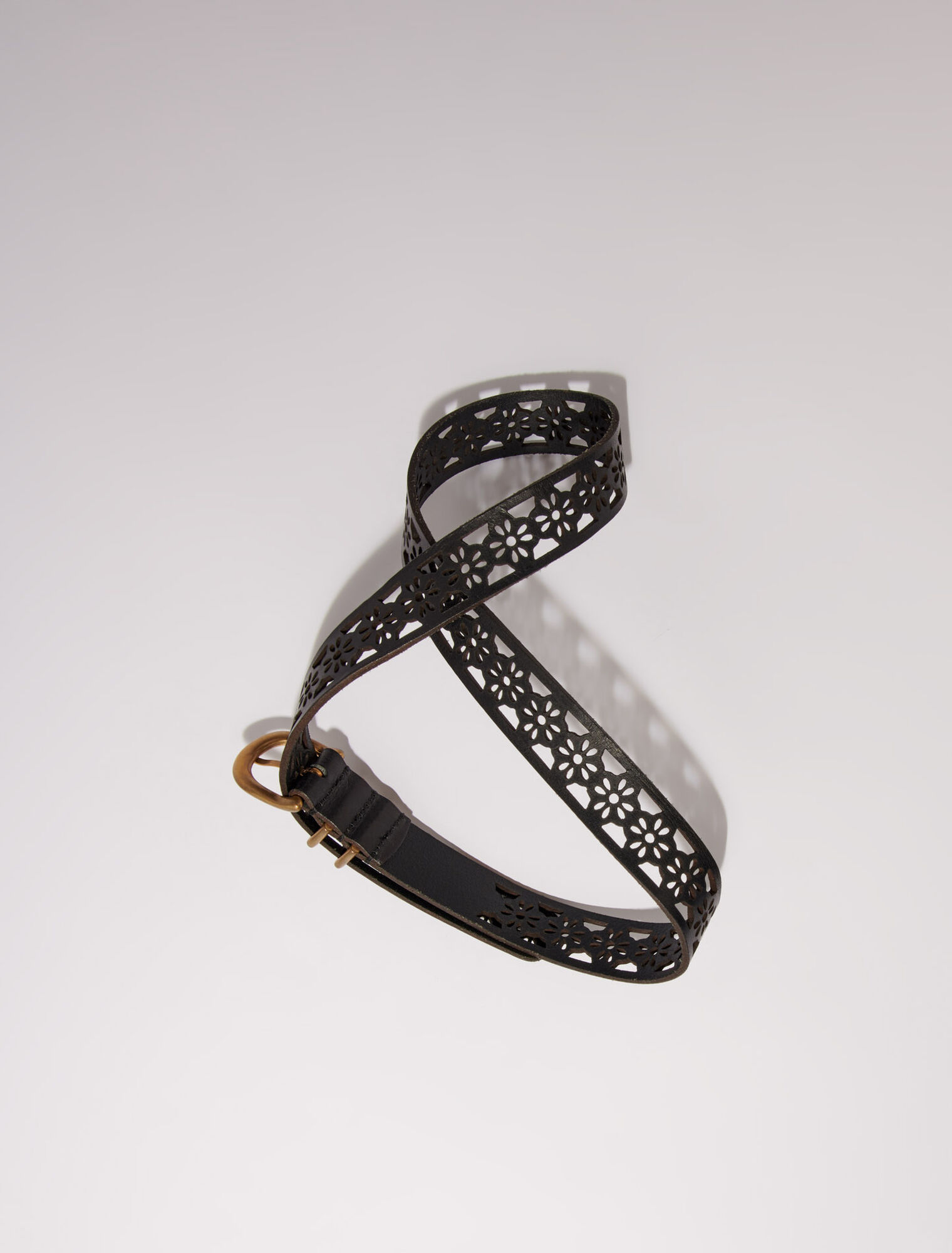 Ceinture en cuir détail fleurs