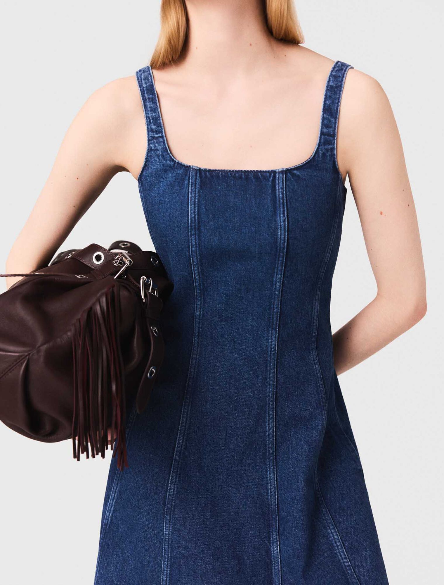 Robe babydoll longue en denim
