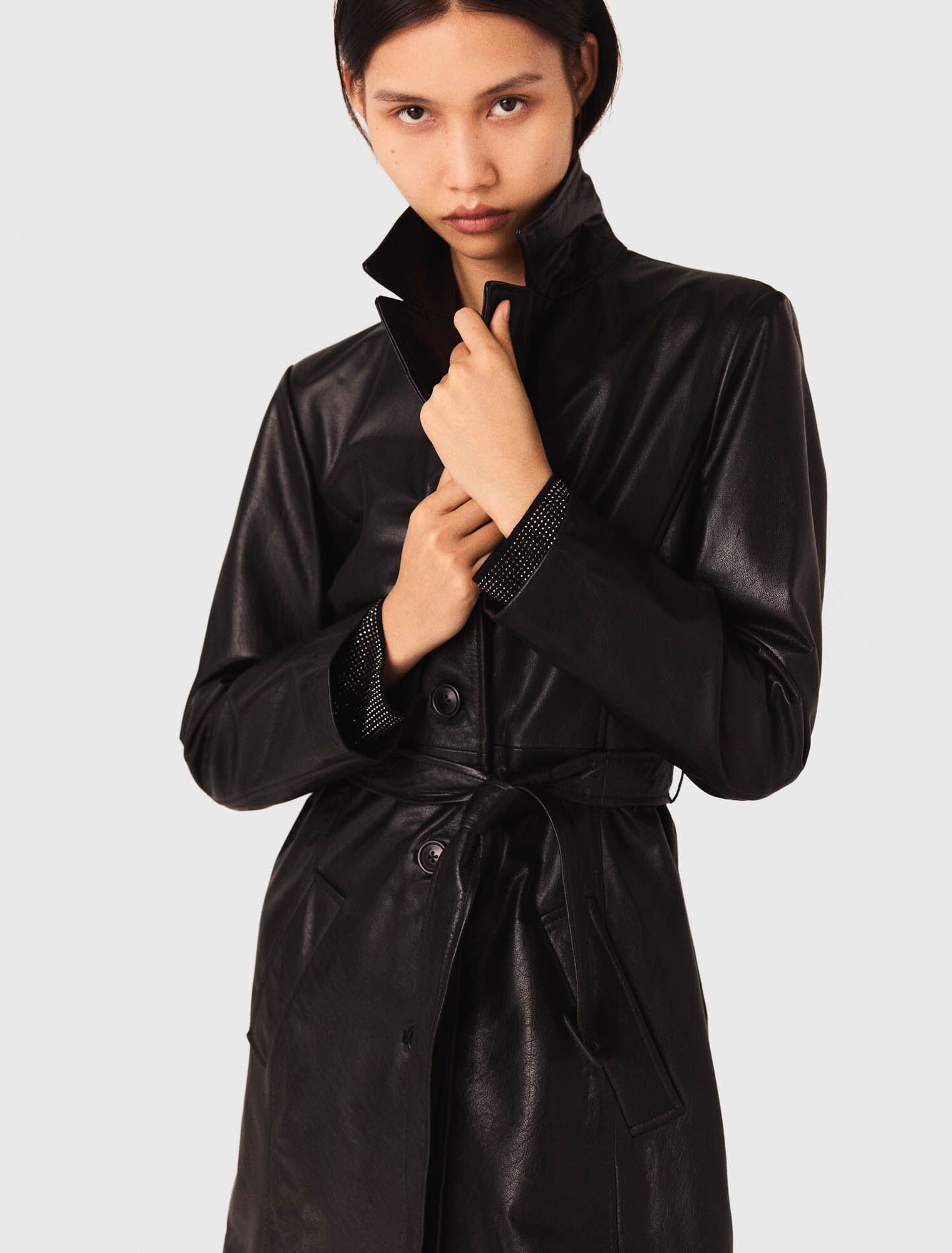 Trench long en cuir