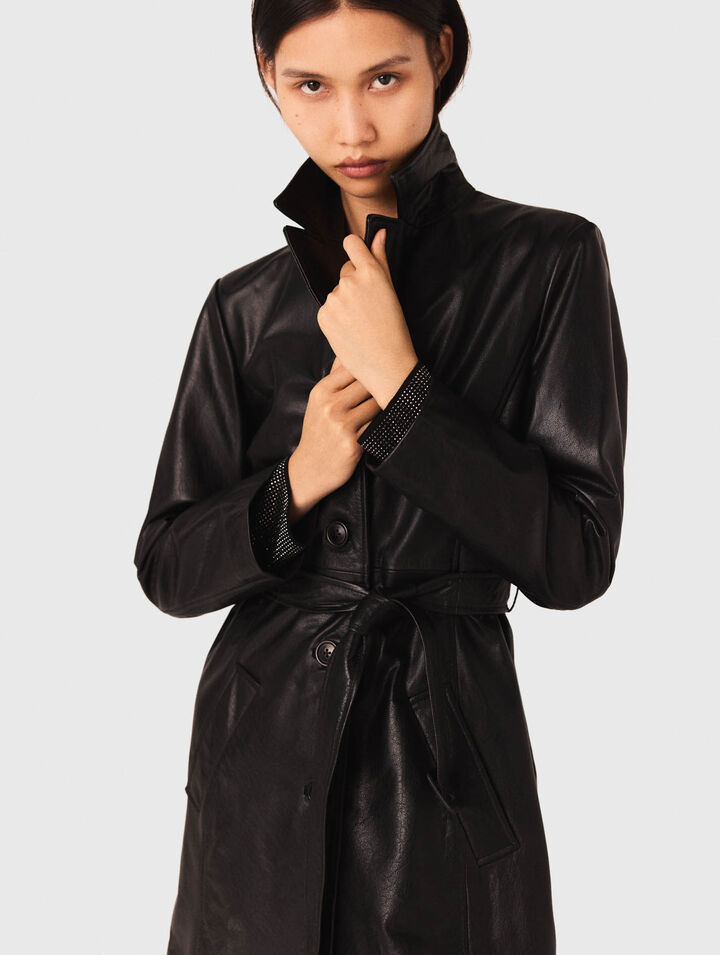 Trench long en cuir