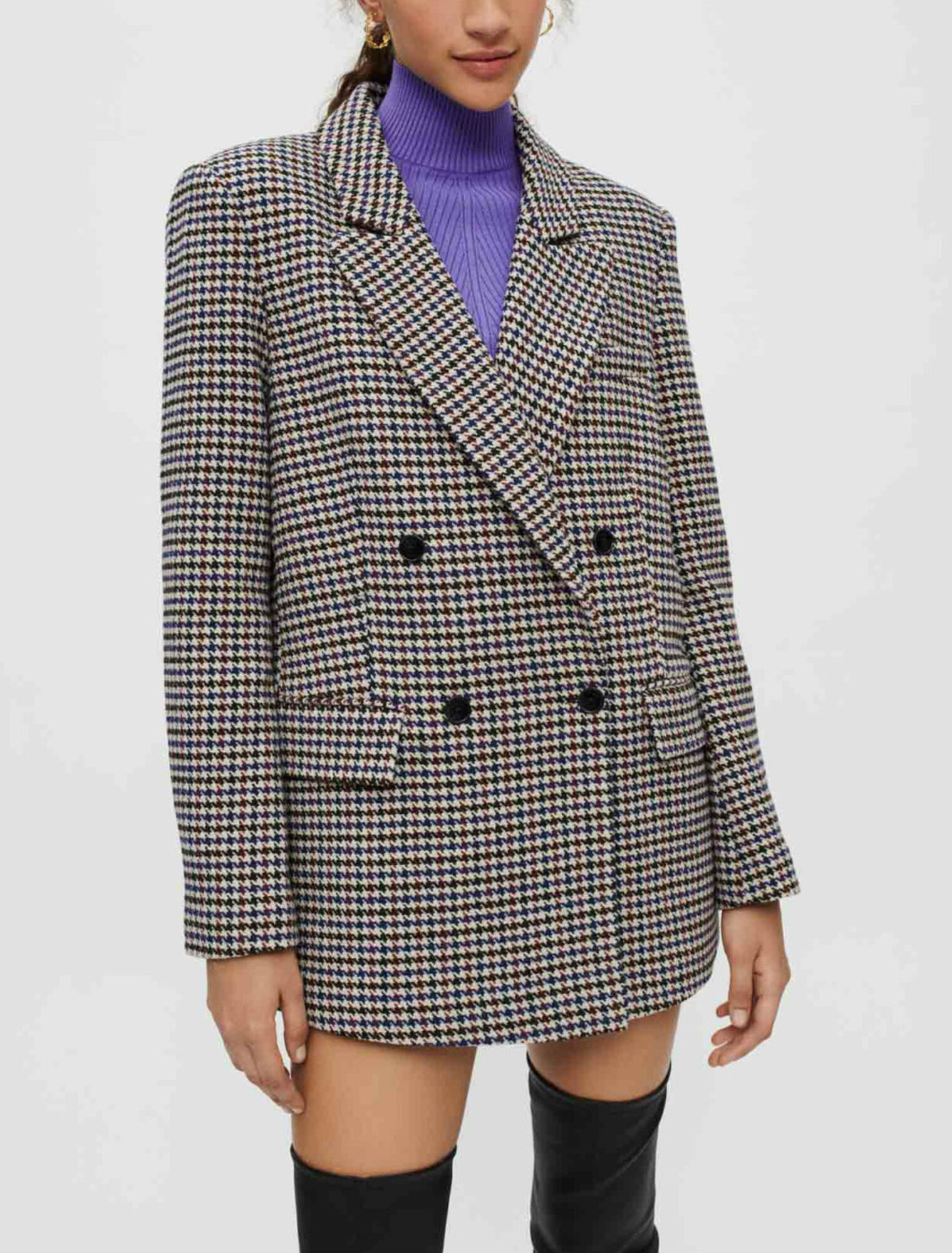 Veste large et épaisse en pied de poule