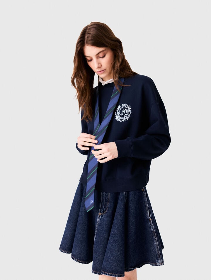 Sweatshirt avec d&eacute;tails en popeline
