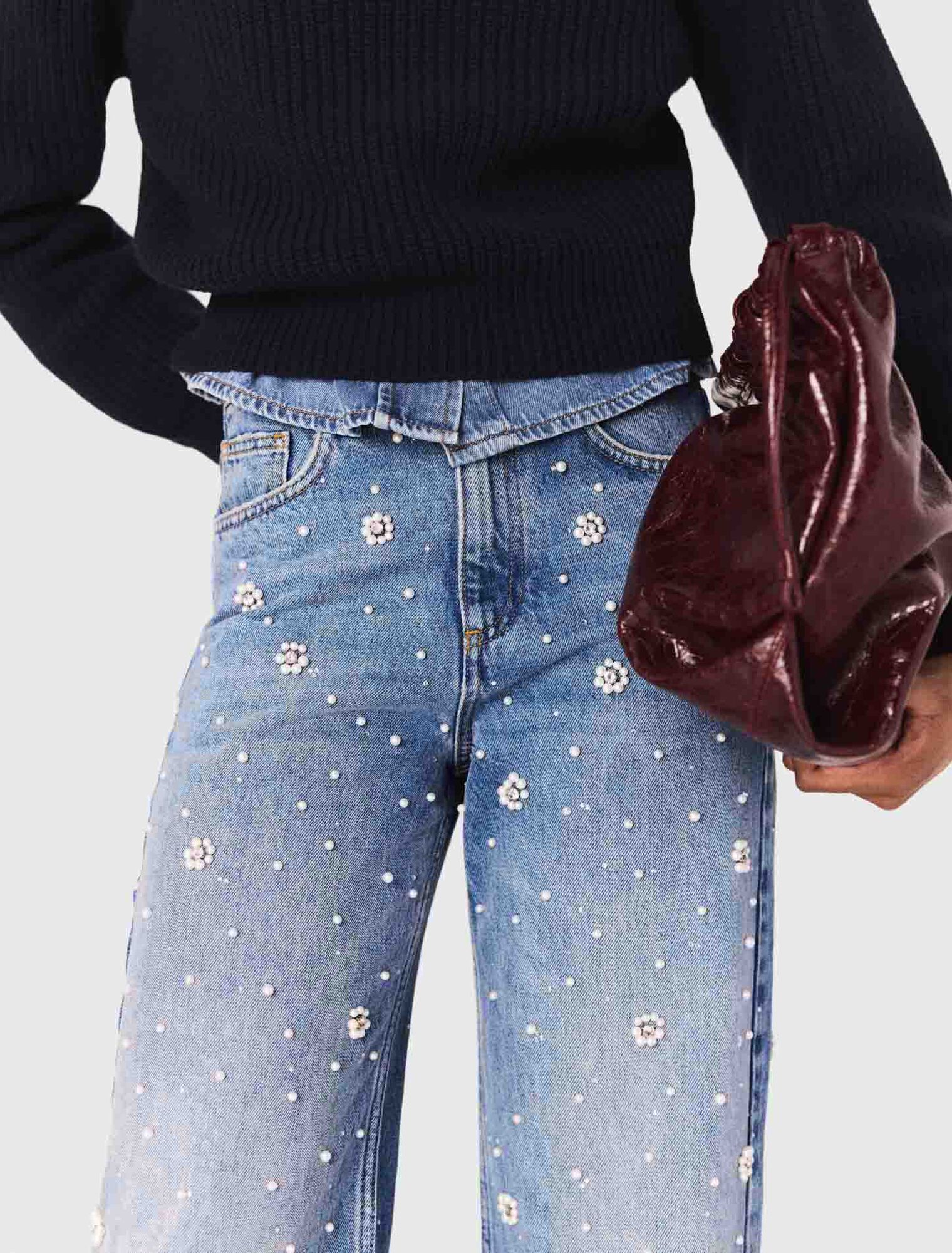 Jean large brodé