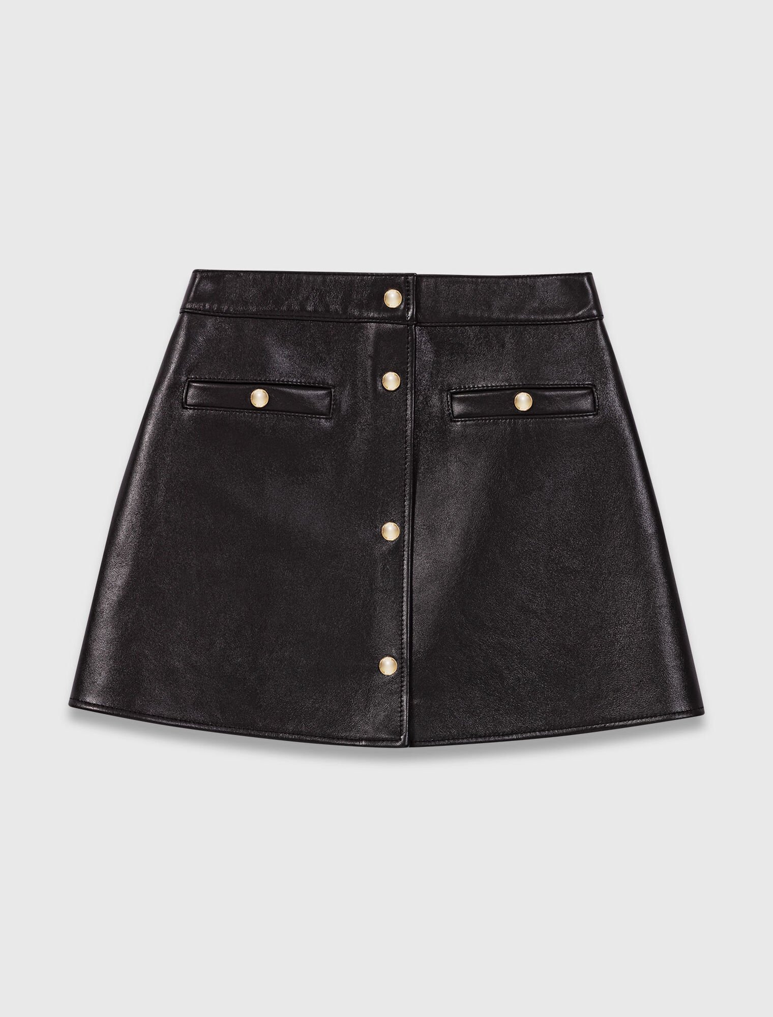 Jupe en cuir avec boutons dorés