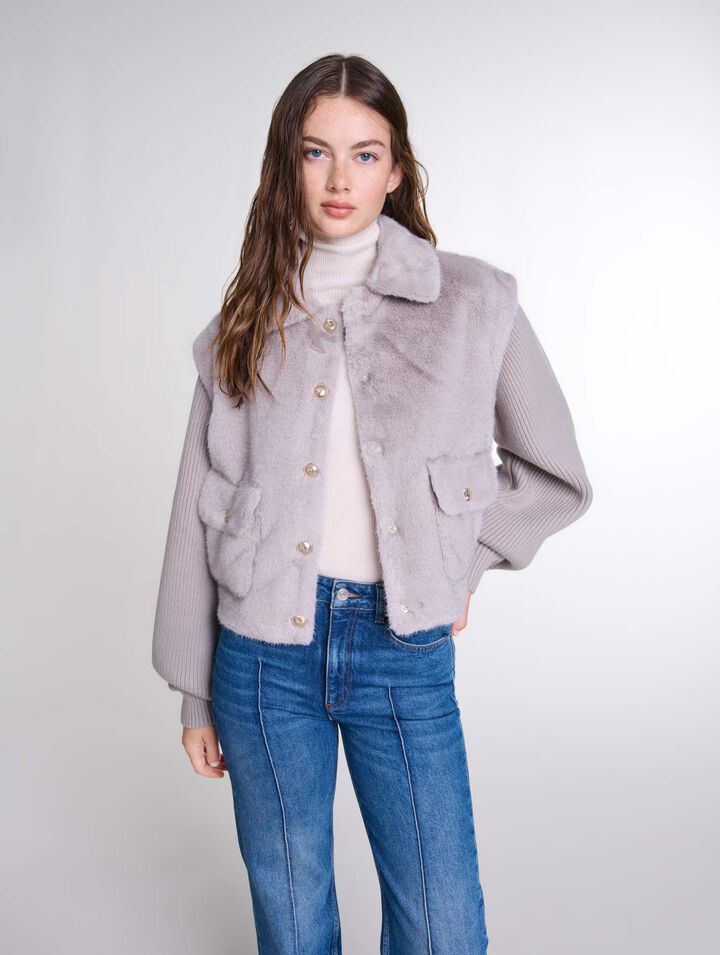 Veste fausse fourrure bi-matière