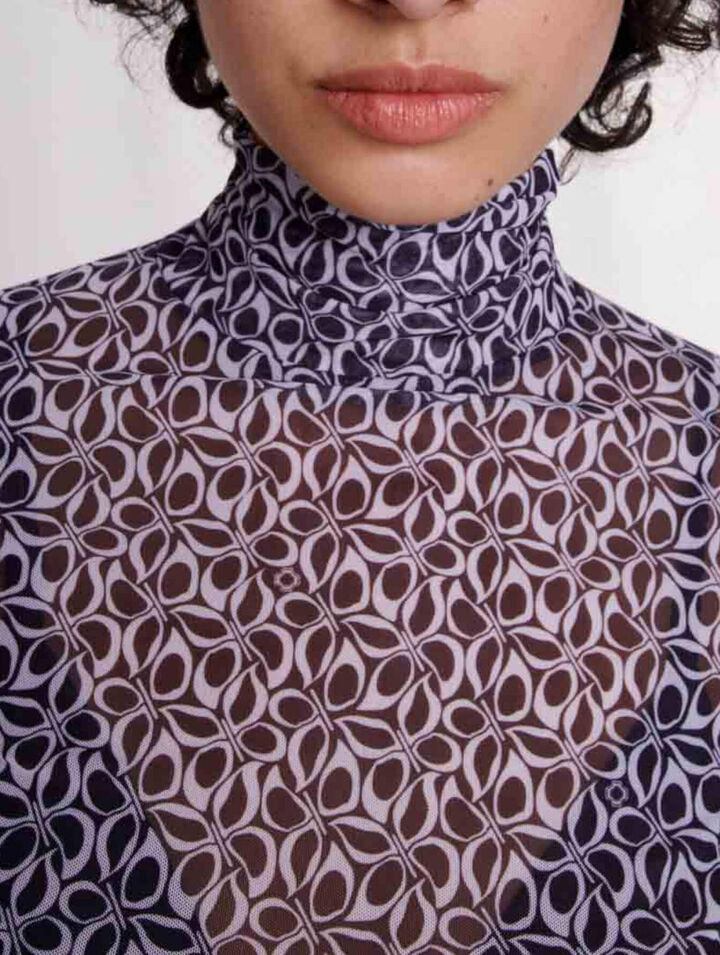 Top semi-transparent à motif