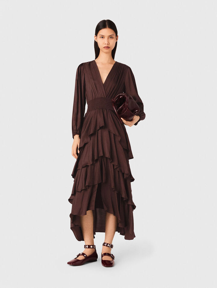 Robe longue fluide à volants
