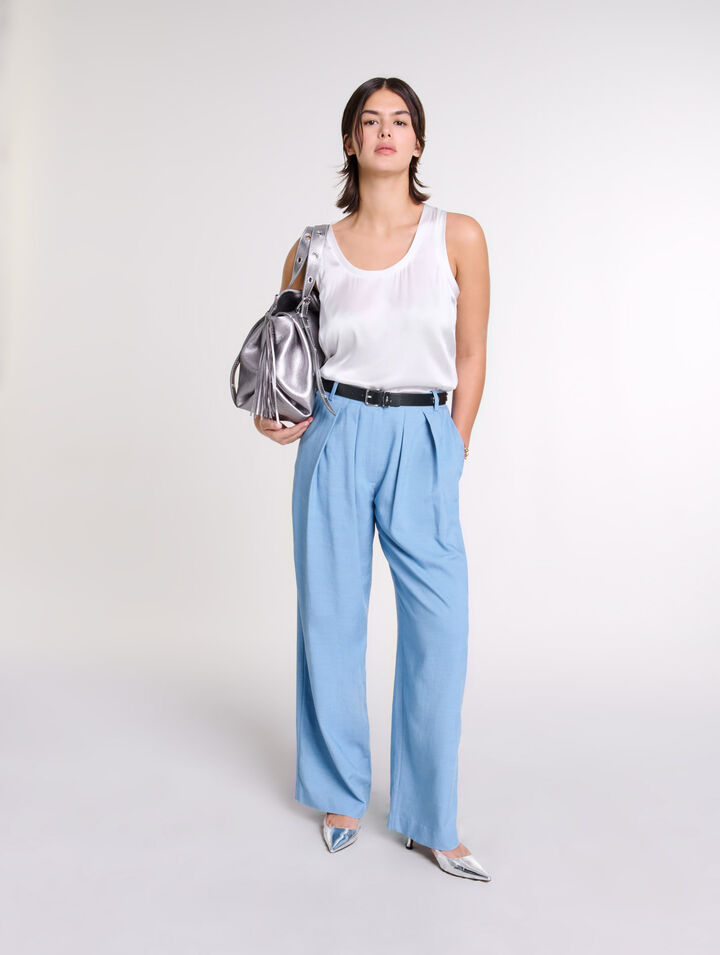 Pantalon de tailleur large à plis 