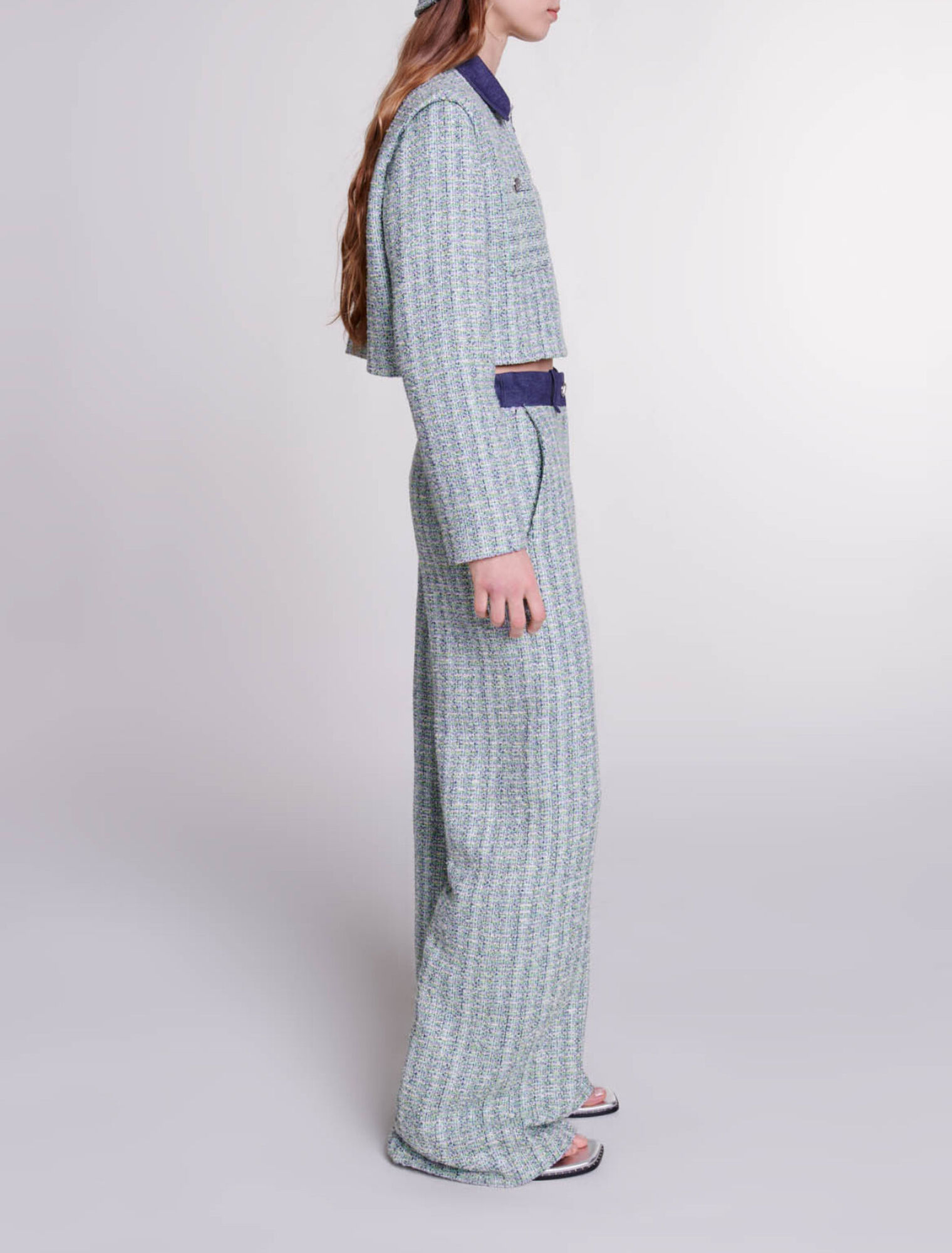 Pantalon large en tweed