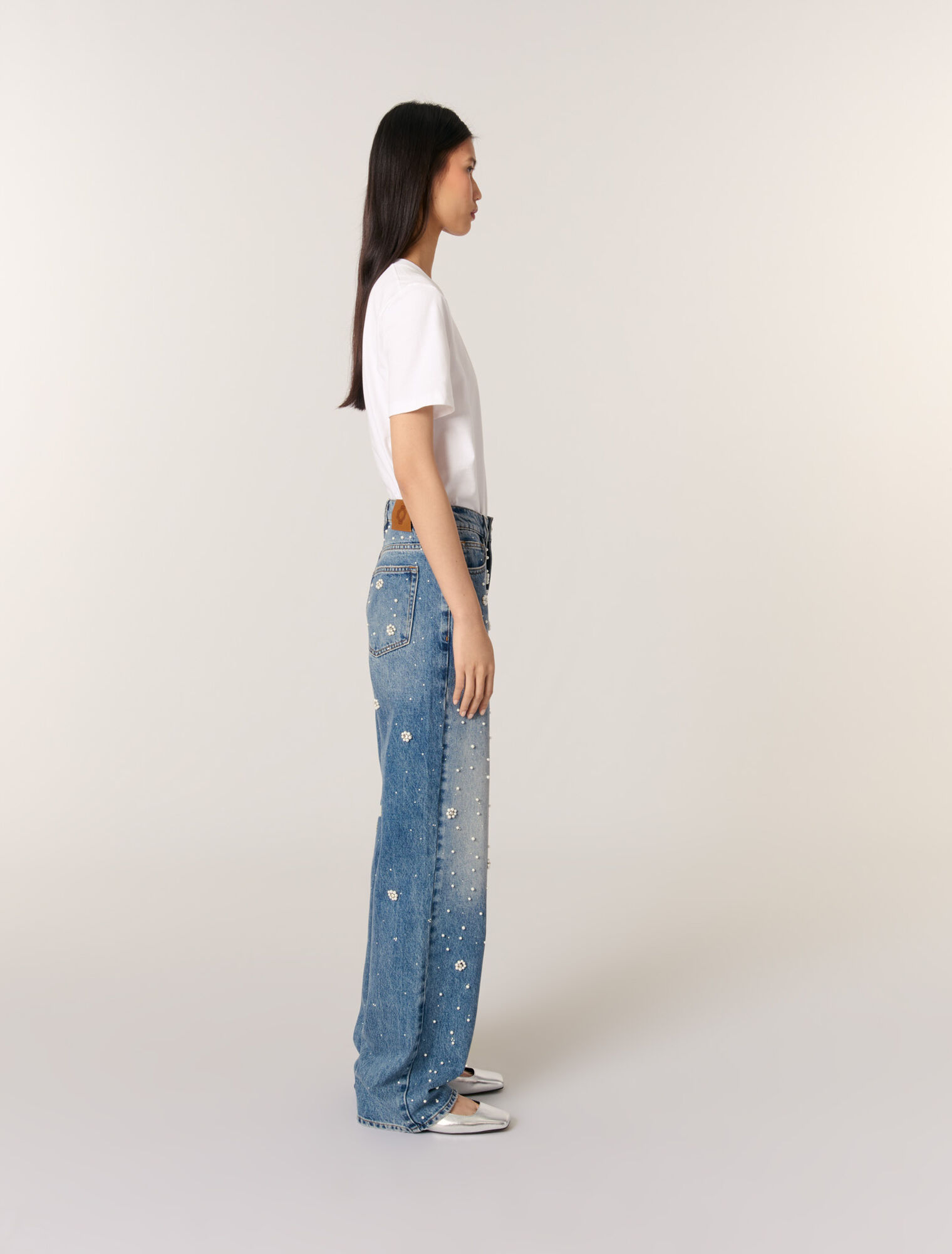 Jean large brodé